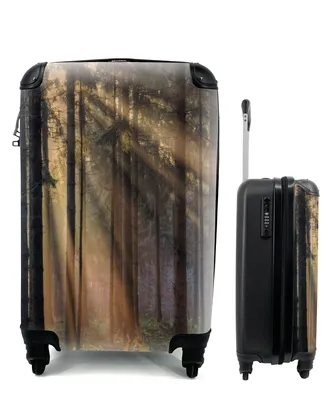 Produktbild von MuchoWow® Koffer Handgepäck Trolley Rollkoffer Kleine Reisekoffer mit 4 Rollen - Bäume - Wald - Sonne - Pflanzen - Cabin Size < 55x40x23 cm & 55x40x20 cm - Fotokoffer - Kabinenkoffer - Boardgepäck - Reise-Box - Reisekoffer - Reisegepäck - Koffer mit Bild - Trolley für Kinder