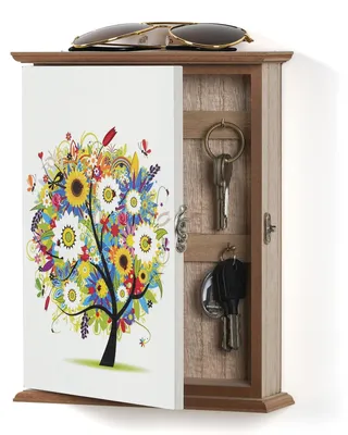 Zdjęcie produktu dla Omgoods - Skrzynka na klucze w stylu vintage, biała - Organizer na klucze - Wieszak ścienny - 6 haczyków - Drewno - 20 x 26 x 6 cm