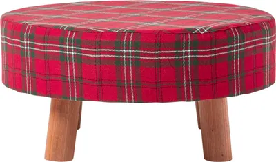 Produktbild von HOMESCAPES Hocker Edward Schottenmuster Holzfüße 62 Rund