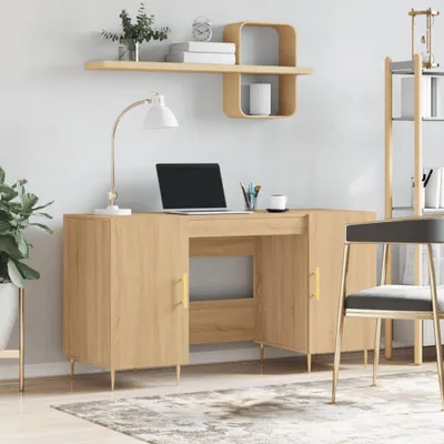 Produktbild von vidaXL Schreibtisch Sonoma Eiche 140x50x75 cm Holzwerkstoff - Schreibtisch - Schreibtische - Bürotisch - Computertisch