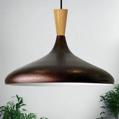 Produktbild von Champion Pendelleuchte Holz, 35 cm Hängelampe Metall E27 Moderne Skandinavisch Pendellampe für Schlafzimmer Wohnzimmer Küche Esstisch Lampe - Teuton