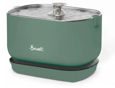 Image de Fontaine à eau pour chats, sans fil, verte, en acier inoxydable, 2,5 litres
