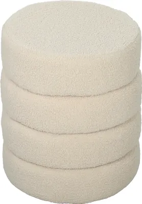 Produktbild von Hocker, rund, Teddyfleece, bis 120kg, Φ40x45H cm, Beige