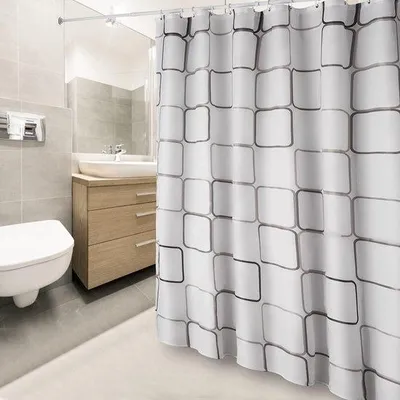 Produktbild von Unyqoos® Wasserabweisender und schnell trocknender Duschvorhang mit m Stoff und inklusive Vorhangringen