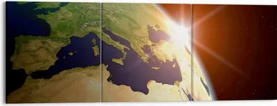 Produktbild von Bild auf Leinwand - Leinwandbild - Erde galaxie kugel lande - 150x50cm - Wand Bild - Wanddeko - Leinwanddruck - Bilder - Kunstdruck - Wanddekoration - Leinwand bilder - Wandkunst - CA150x50-2120