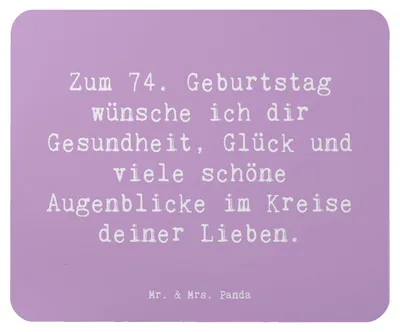 Produktbild von Mr. & Mrs. Panda Mouse Pad Spruch 74. Geburtstag - Lavendeltraum - Geschenk, Happy Birthday, siebzigvierter, liebevoller, herzlicher, Geburtstagsgeschenk, mousematte