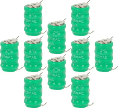 Produktbild von vhbw 10x NiMH Ersatz Knopfzellen-Akku (80 mAh, 4,8 V, NiMH)
