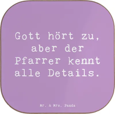 Produktbild von Mr. & Mrs. Panda unterleger Spruch Pfarrer Details - Lavendeltraum - Geschenk, Berufung, Weisheit, Coaster, Berufsalltag, Berufsprodukte, handgefertigt, gläseruntersetzer