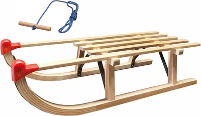 Image de Luge en bois Davos 90cm Traditionnelle avec corde Luge pour enfants