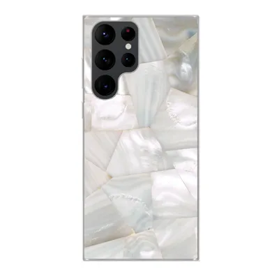 Produktbild von MuchoWow® Handyhülle Schutzhülle Hülle für Samsung Galaxy S22 Ultra Naturstein - Perlmutt - Weiß Silikon Softcase Handy Hülle - Abbildung