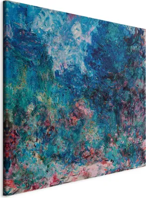 Produktbild von Vliesstoff Leinwandbild - La maison de l'artiste vue du jardin aux roses (Claude Monet) 80x80 cm Reproduktionen l-F-10915-b-a