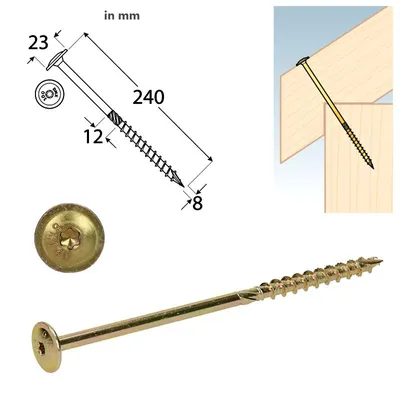 Produktbild von Zimmermannsschraube mit Unterlegscheibe 8 mm x 240 mm DOMAX Pack=50Stück