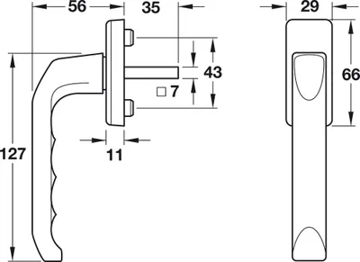 Produktbild von Hoppe Fenstergriff London 013/U34 Aluminium für Drehkippfenster, mit 90°-Rasterung, kunststoff-beschichtet braun