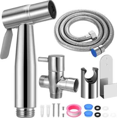 Obrázek produktu pro Ruční sprcha do vany bidet pro bidetovou armaturu WC s ventilem G1/2", WC adaptér mycí nerezová sprchová hlavice plenková sprcha zvířecí vana
