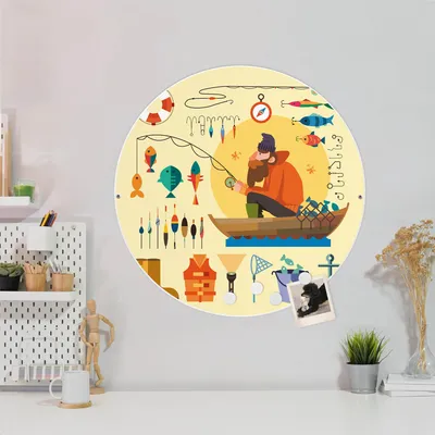 Produktbild von Design Stahlmagnettafel Weiß Rund 47cm Fischerman