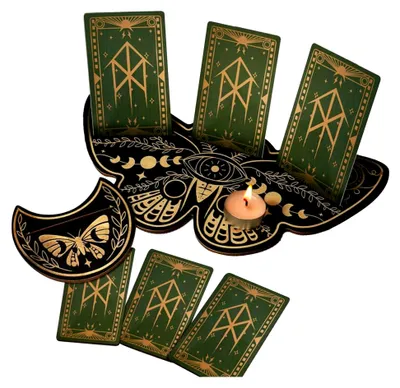 Produktbild von Tarotkartenhalter aus Holz in Schmetterlingsform – D-Ständer für Tarotspiele
