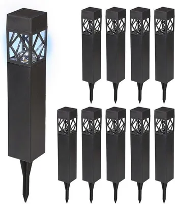 Obrázek produktu pro Sada LED lampiček do zahrady, 10 kusů, studená bílá, vodotěsné, LED lampička se senzorem stmívání, černá, 41 x 6 x 6 cm