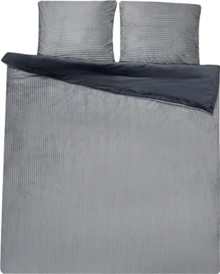 Produktbild von Winter Bettwäsche Cord Optik Uni Teddy Plüsch Nicki Warme Fleece Cashmere Touch, Größe:200x200 cm, Farbe:Grau