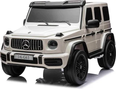 Obrázek produktu pro Dětské elektrické autíčko Mercedes-Benz G63 AMG 4x4² dvoumístné 12V, bílé, MP3 přehrávač se vstupem USB/AUX, pohon 4x4, baterie 12V14Ah, odpružená kola EVA, koženková sedadla, dálkové ovládání, licencované