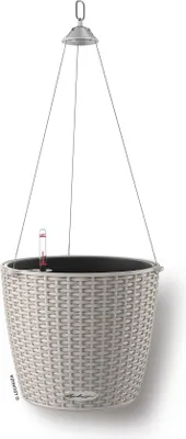 Produktbild von LECHUZA-Pflanzgefäß NIDO Cottage 28 Sandbraun | Hängeampel mit Bewässerungssystem und Pflanzeinsatz | Flechtoptik | Ø 27 x 23 cm | 15106
