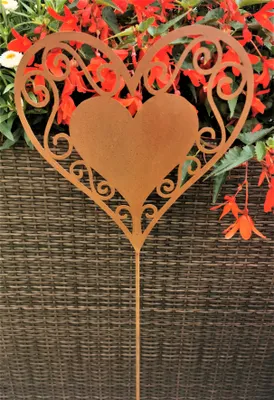 Produktbild von Beetstecker Liebesherz Romantik groß Cortenstahl Garten