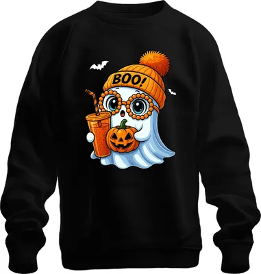 Produktbild von Halloween BOO Geist Kürbis SüßesOderSaures Niedlich Kinder Herbst Uni Sweatshirt Pullover, Schwarz, XXL