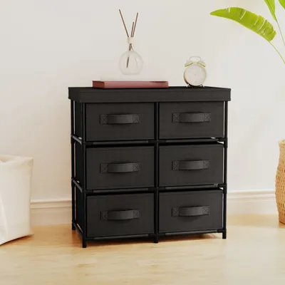 Produktbild von vidaXL Aufbewahrungsschrank mit 6 Schubladen 55×29×55 cm Schwarz Stahl