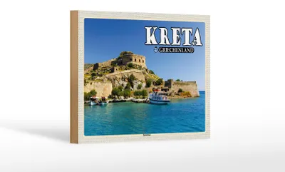 Produktbild von Holzschild Reise 18x12 cm Kreta Griechenland Spinalonga Insel