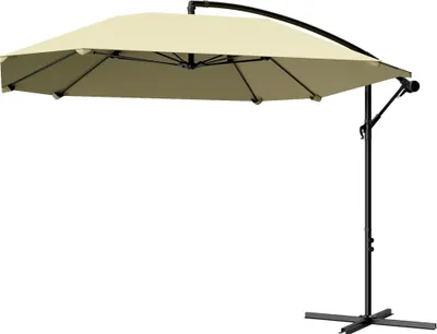 Produktbild von Ampelschirm Alu Ø 260 cm Sonnenschirm, wasserdicht Kurbelschirm mit Ständer, Kurbel, Beige