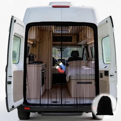 Productafbeelding van PromoHome® Magnetisch muggennet voor auto en bestelwagen, 200 x 170 cm, bescherming tegen insecten met een centrale magnetische sluiting, geschikt voor MPV's en campers