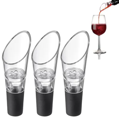 Productafbeelding van Decanteerdopjes - Met beluchtingsfunctie en afdichting - Voor wijnflessen - 3 stuks - Kunststof en roestvrij staal