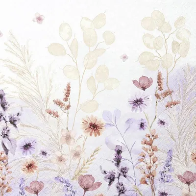Produktbild von 20 Servietten Mellow Flowers - Zarte Wiese 33x33cm