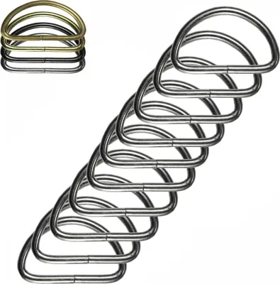 10 stabiler Halbringe D-Ringe Metallring silber 38 (32) x 22 x 3 mm