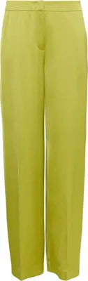 Produktbild von Comma Damen Wide-Leg Satin-Stoffhose mit Mid-Rise-Bund und relaxedem Schnitt in Oliv