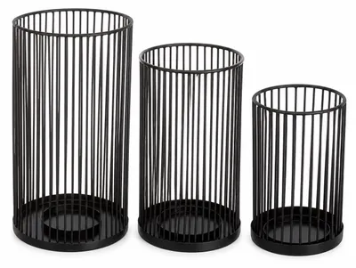 Windlicht Metall Schwarz 3er-Set 28/23/18 cm
