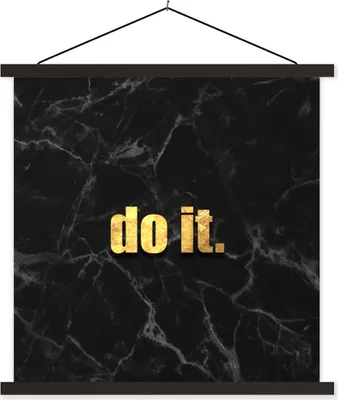 Produktbild von MuchoWow® Textilposter Zitate - Motivation - Gold - Marmor 60x60 cm mit schwarzem Rahmen - Posteraufhänger