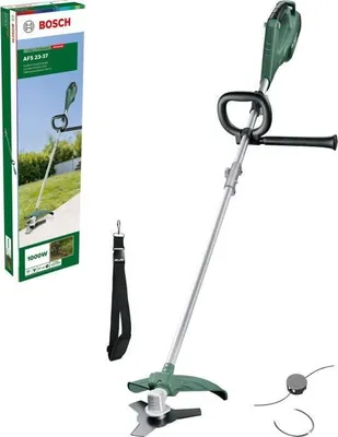 Produktbild von Rasentrimmer Bosch AFS 23-37, 1000W, 3 Fäden à 37 cm, mit Messerklinge und Tragegurt
