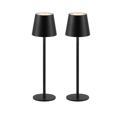 Produktbild von JUST LIGHT LED Tischlampe Akku 2er Set Up & Down Lichtaustritt, USB, Dimmbar Touchdimmer schwarz Indoor, Outdoor