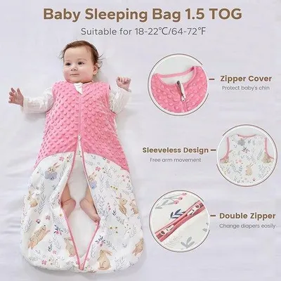 Obrázok produktu pre Bavlnené mušelínové deky pre bábätká, 100 % jemné, na zavinovanie, unisex spací vak pre dievčatá a chlapcov, veľkosť M (6–12 mesiacov)