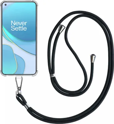 Immagine prodotto di Custodia per telefono adatta a OnePlus 8T trasparente antiurto con cordino universale staccabile - Cover Case in silicone antiurto con cordino - Smartphonics