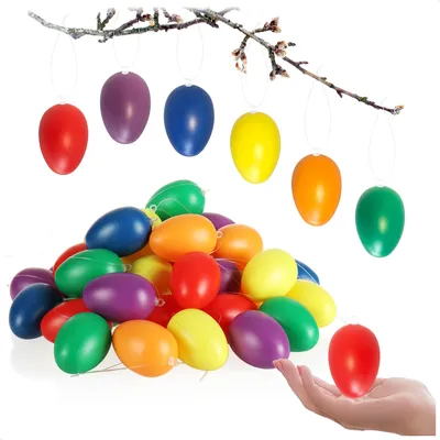 Produktbild von com-four® 36x Ostereier zum Aufhängen - Osterdeko in leuchtenden Farben - Deko Ostereier aus Kunststoff - Größe: 6 cm