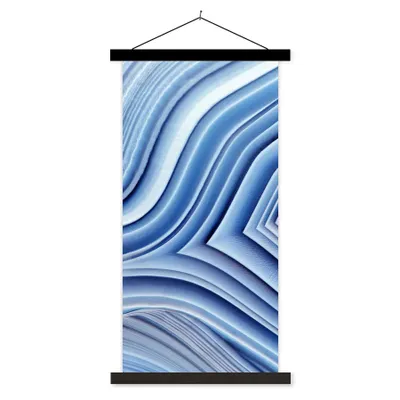 Produktbild von MuchoWow® Textilposter Natursteine - Muster - Blau 90x180 cm mit schwarzem Rahmen - Dekoration Wohnzimmer