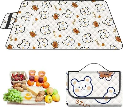 Produktbild von Famanu Picknickdecke 200 x 200 cm wasserfest und waschbar - XXL Campingdecke mit Traggriff für Strand und Outdoor