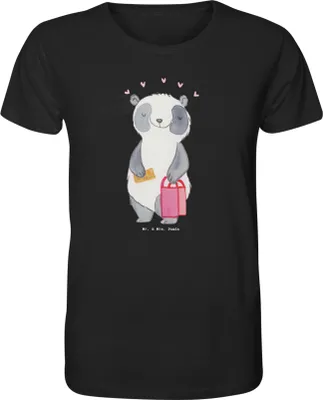 Produktbild von Mr. & Mrs. Panda Tshirt Panda Shopping Größe XL - Schwarz - Geschenk, Einkaufen, Bio Baumwolle Shirt, T-Shirt, Oberteil, Shoppen, Herren