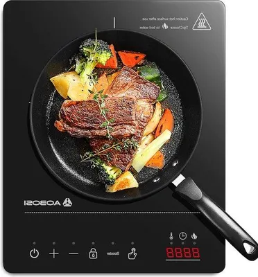 Obrázok produktu pre Indukčná varná doska s funkciou rýchleho ohrevu – 1 indukčná platňa – 20 stupňov a úrovní teploty – kompaktná – 2000 W – prenosná indukčná varná doska – 10-hodinový časovač – čierna