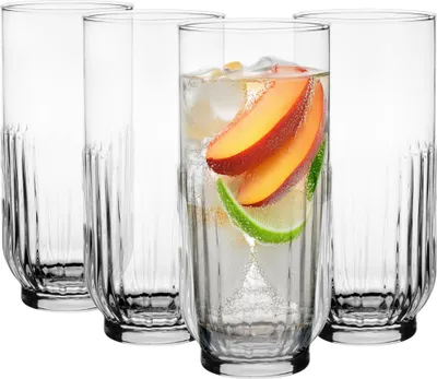 Produktbild von GLASMARK® Gläser 4-Set 360 ml Große (max. 380 ml) 4 Stück Longdrinkgläser transparent Saft und Cocktail Party Trinkglaswaren Saftgläser Trinkgläser