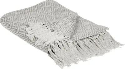 Produktbild von BELIANI Kuscheldecke Taupe Baumwolle 125 x 150 cm Modern mit Fransen Handgewebt Schlafzimmer Accessoire Deko Überwurf Wohndecke