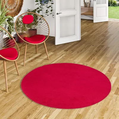 Produktbild von Velours Teppich Joy Rot Rund, Größe:160 cm Rund