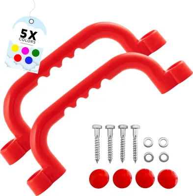 Produktbild von GO!elements Haltegriff und Spielhaus Zubehör Outdoor | Klettergriffe Kinder Outdoor | Haltegriffe Spielturm oder Baumhaus Zubehör inkl. Befestigungsmaterial | Paarweise (2 Stück), Farbe: Rot