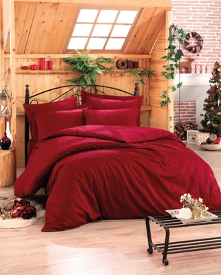 Produktbild von L'Essentiel Linge de Maison, Stripe - Claret Red v2, Satin-Doppelbettwäsche-Set (DE), Bordeauxrot, 100 % Baumwollsatin, 200 x 200 cm